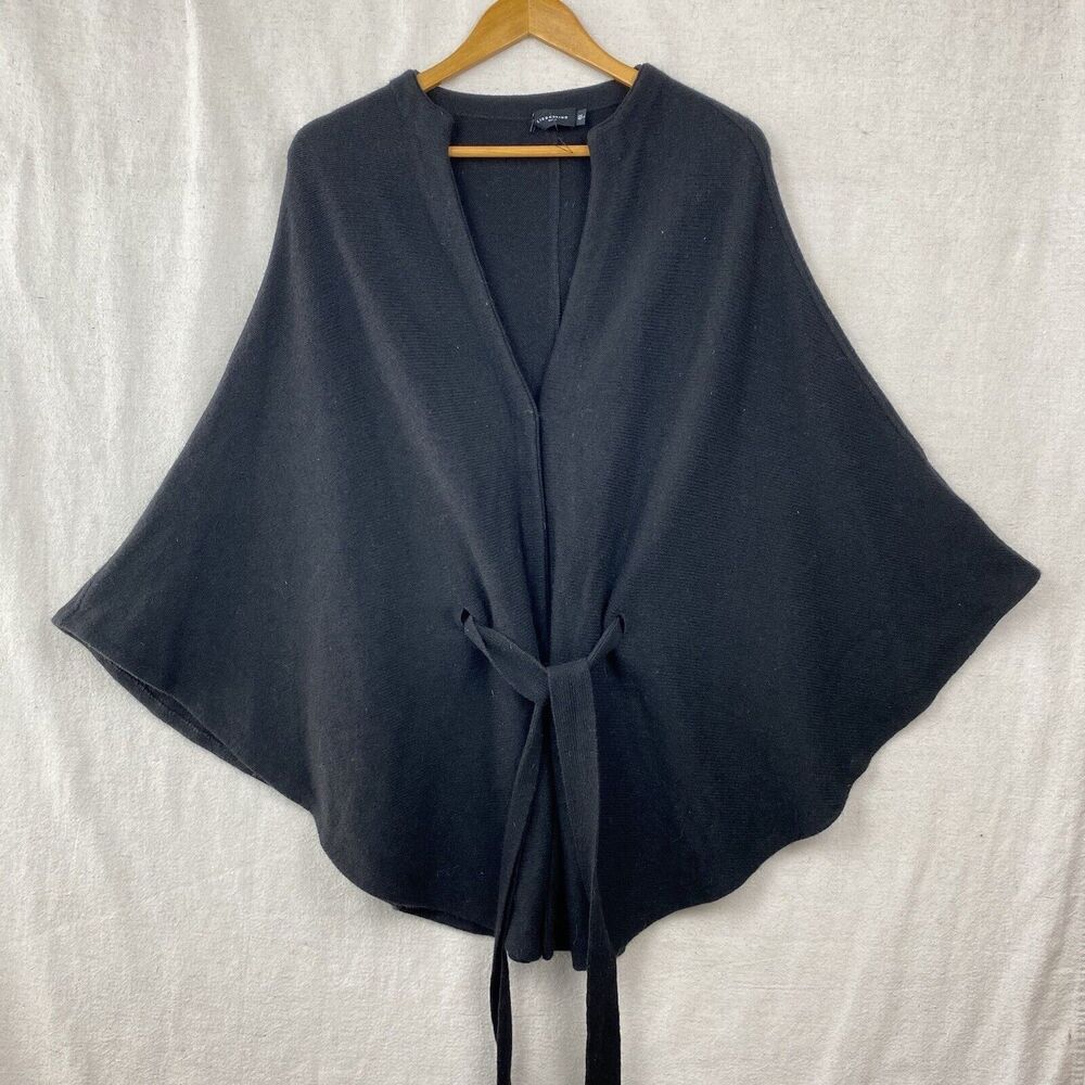 Liebeskind Sweater Poncho Wool Wrap Cardigan Black 40 Large